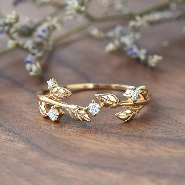 Female Flower And Branch Winding Pastoral Style Simple Ring