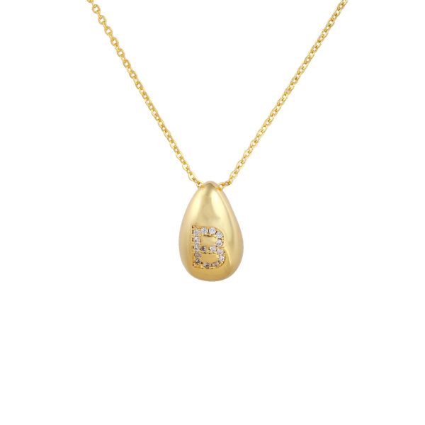 Glossy Water Drop 26 English Letter Pendant Copper-plated Gold Simple Pendant Female