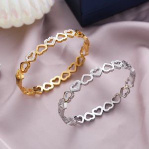 Heart-to-heart Buckle Diamond Bracelet Cold Style