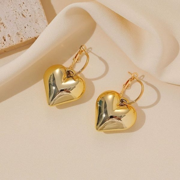 Simplicity And Exaggeration Personality Geometry Round Bracelet Love Heart Necklace Suit