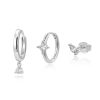 S925 Sterling Silver Zircon Diamond-embedded Geometric Earings Set
