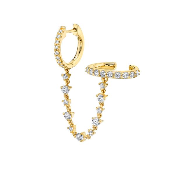 Silver Needle One Piece Diamond Earrings Double Circle Fashion Trend