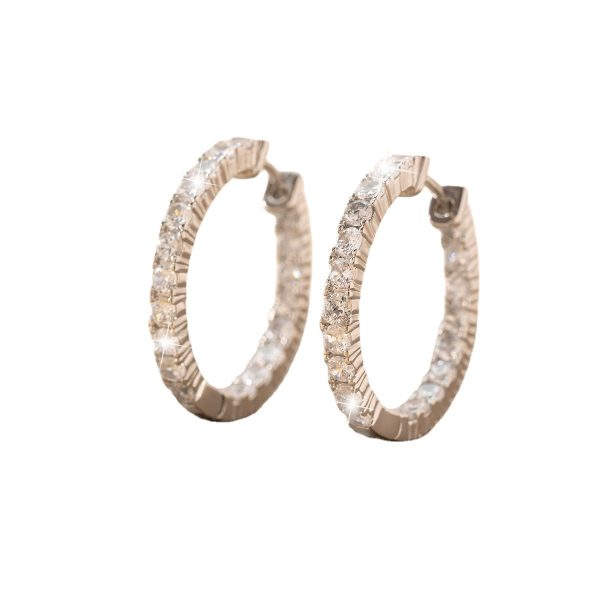 Copper Inlaid Zirconium Fashionable All-match Personalized Circle Earrings