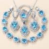 Garnet Cubic Zirconia Earrings Pendant Necklace Bracelet Ring Gift 4 PCs Set