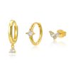 S925 Sterling Silver Zircon Diamond-embedded Geometric Earings Set