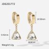 Triangular Zircon Drop Hoop Earrings
