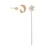 Gold Fashion Personality Small Irregular Flower Pin Three-piece Set Of Copper Micro-inlaid Zircon Earrings