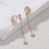 Korean Version Personality Thin Copper Micro Set Zircon Texture Long Tassel Love Ear Line Earrings