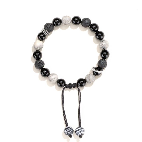 Black Agate Map Stone Men's And Women's Bracelet Niche High Sense