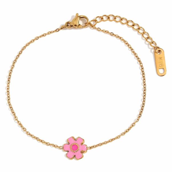 Gold Drop Oil Serrated Petal Bracelet For Women
