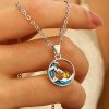 Blue HAILANG Sun Water Drop Pendant Necklace For Women