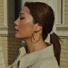 Retro Large Earrings Large Circle C-shaped Earrings Women's Titanium Steel 18k Gold Earrings