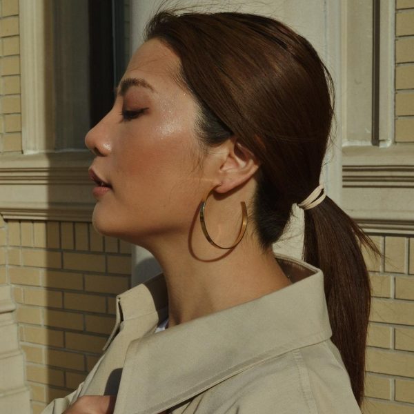 Retro Large Earrings Large Circle C-shaped Earrings Women's Titanium Steel 18k Gold Earrings