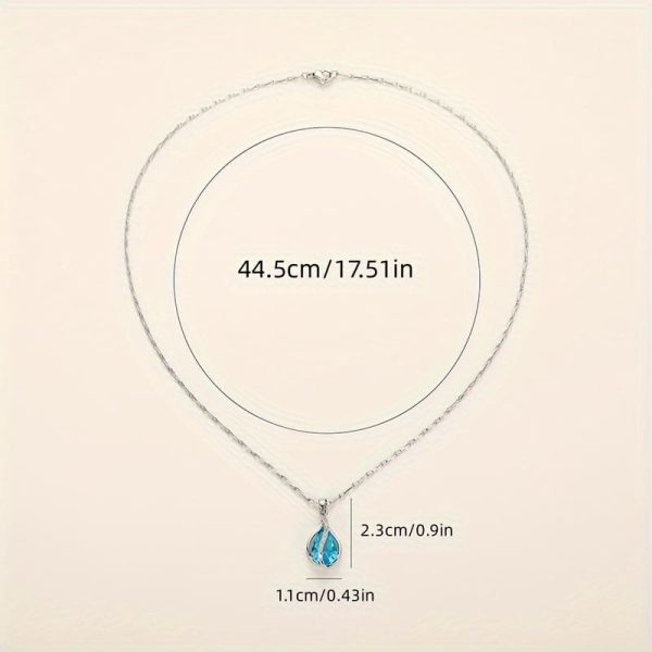 52f1878b-1215-4f3c-b10e-a751b3abc8c8.jpg Sea Blue Heart Water Drop Zircon Pendant Clavicle Chain