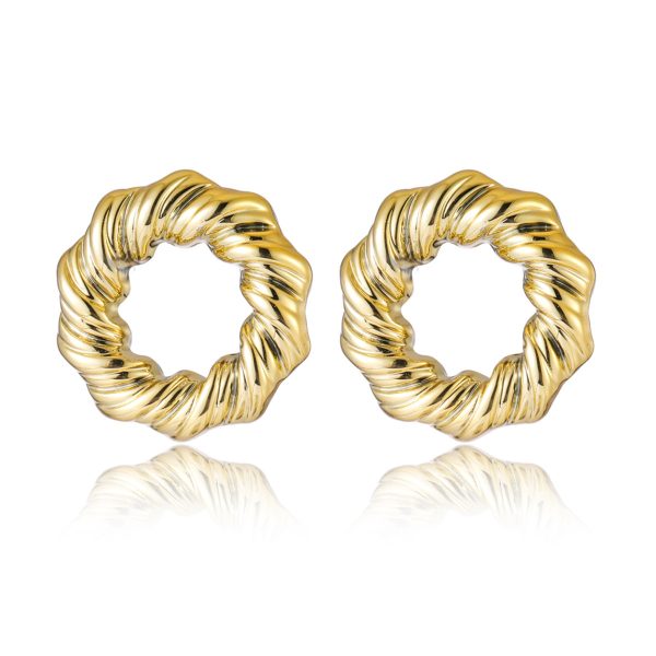 Women's Exaggerated Twisted Twist Circle Personality Gold-plated Hollow Stud Earrings