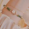 Natural Olivine Bracelet Chinese Double Layer Twin Bells Of Ireland