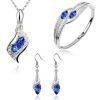 New Angel Elf Earrings Necklace Bracelet Three-piece Austria Crystal Alloy Jewelry Set Wholesale