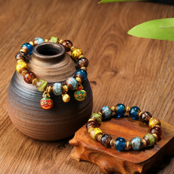 Ancient Golden Sand Colored Glaze Bracelet Two Ends