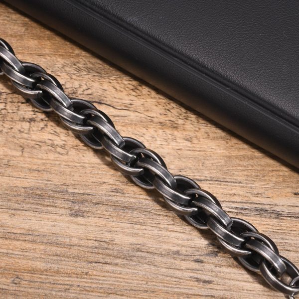 Stainless Steel Twist Thick Retro Male Gray Bracelet