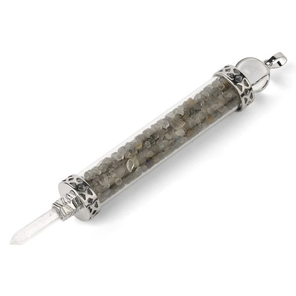 Rhodolite Crushed Stone Wishing Bottle Wing Scepter Jewelry Pendant Crystal Crafts
