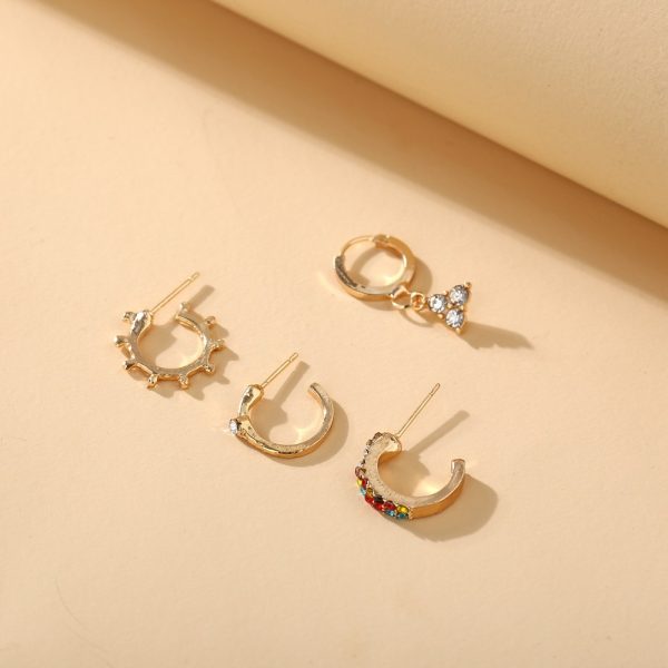 Zircon Triangle Stud Earring Set 4 Piece Set