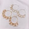 Boho Style Natural Shell Earrings Circle Tassel Pendant Earrings