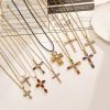 Stainless Steel Necklace Titanium Steel Cross Colorful Crystals Adjustable Female