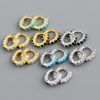 Circle-shaped Diamond Colorful Crystals Opal Zircon S925 Sterling Silver Earrings