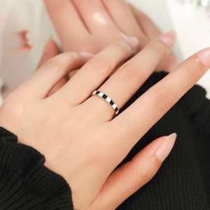 S925 Sterling Silver Epoxy Classic Black And White Plaid Ring Fashion