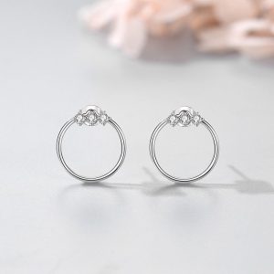 S925 Silver Microset Geometric Circle Stud Earrings