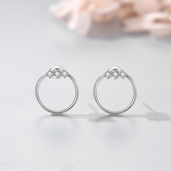 S925 Silver Microset Geometric Circle Stud Earrings