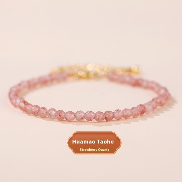 Natural Strawberry Quartz Bracelet Summer Sweet Girl Simple All-matching