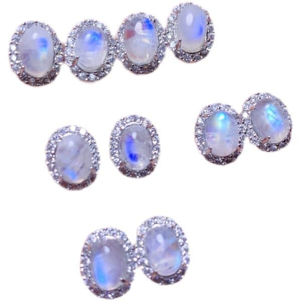 Natural Blue Moonlight Stone Earrings