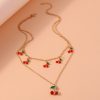 New Cute Sweet Double Layer Cherry Necklace