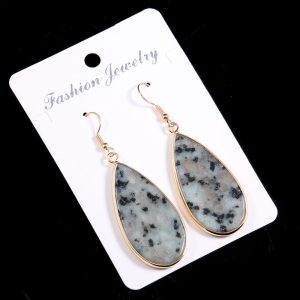Natural Stone Semi-precious Stone Flat Drop-shaped Semi-precious Stone Eardrops 22x45mm