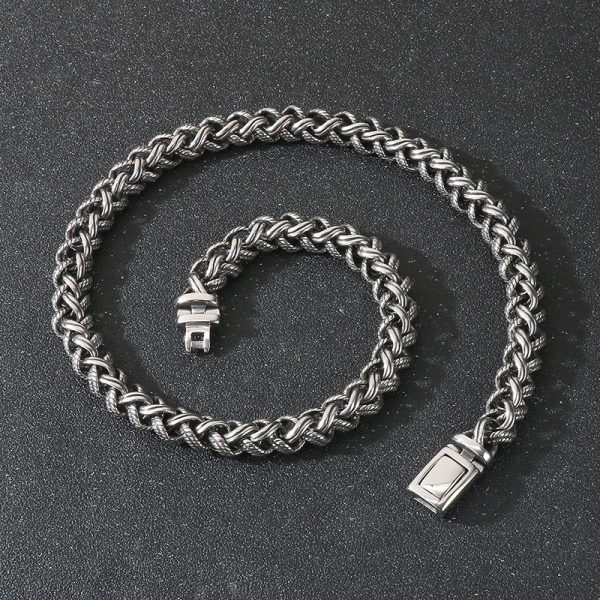 Keel Chain Necklace Vintage Antique Silver Twist Men's Titanium Steel Necklace