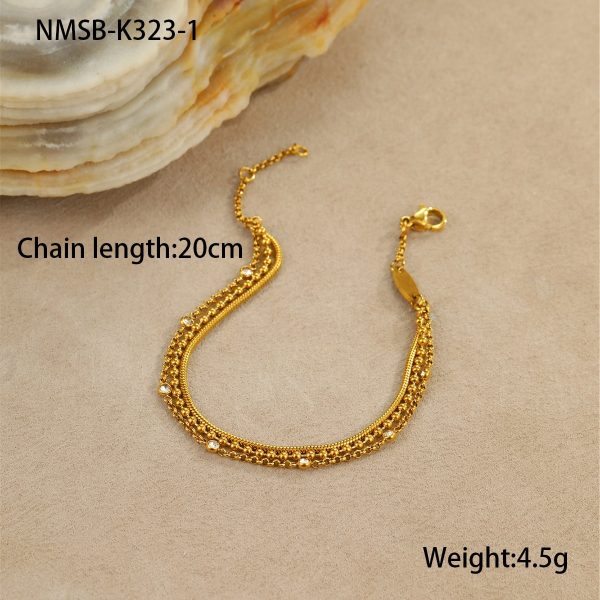 Multi-layer Stainless Steel Twin Inlaid Zircon Bracelet