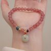 New Chinese Natural Strawberry Quartz Purse Hetian Jade Bracelet