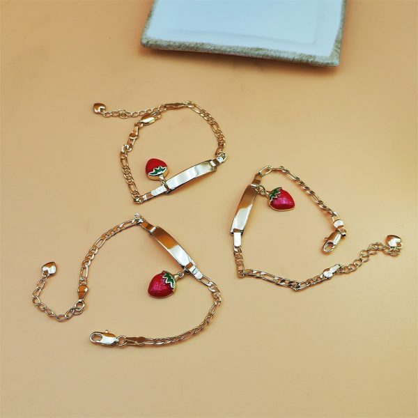 Curved Strawberry Children's Copper Plating 14K Bracelet
