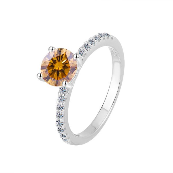 Moissanite Ring Female S925 Sterling Silver Ring Four-claw Micro-inlaid