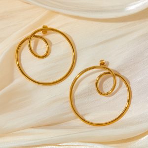 Streamlined Earrings Stainless Steel Geometric Circle Curve Earrings