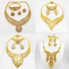 European And American Jewelry Hot-selling 24k Gold Alloy Jewelry Set Necklace Bracelet Ring Earrings Four-piece Set