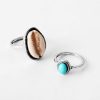 Personality Heart Shell Turquoise 8 Pieces Set Rings