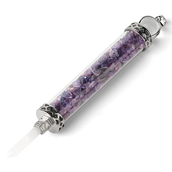 Rhodolite Crushed Stone Wishing Bottle Wing Scepter Jewelry Pendant Crystal Crafts