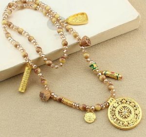 New Chinese Style National Style  Gold Tiger Eye Long Necklace