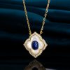 Flower Necklace Inlaid Lapis White Shell Pendant Neck Accessories Atmospheric Design