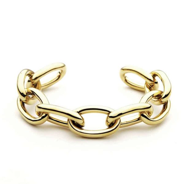 High Color Retention Exaggerating High Quality 18K Bright Gold Wide Bracelet