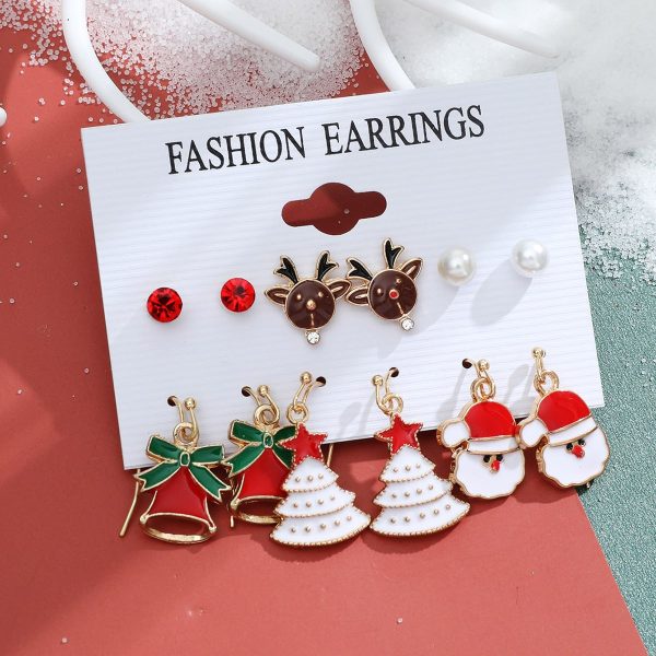 Christmas Snowman Cane Stud Earrings Combination Set