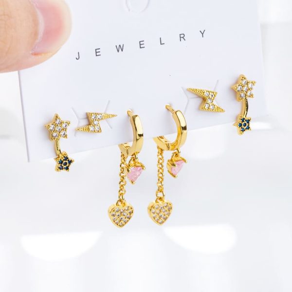 Lightning Current Su Star Earrings Simple And Exquisite 6 Piece Set