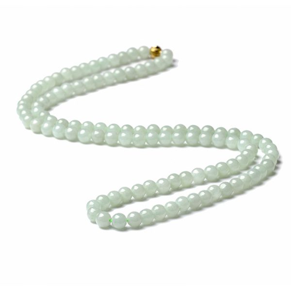Strict Selection Wholesale Natural A- Level Jade Jade Bead Sweater Chain Women's White Green Round Beads Necklace For Mother Beauty Jade Bead